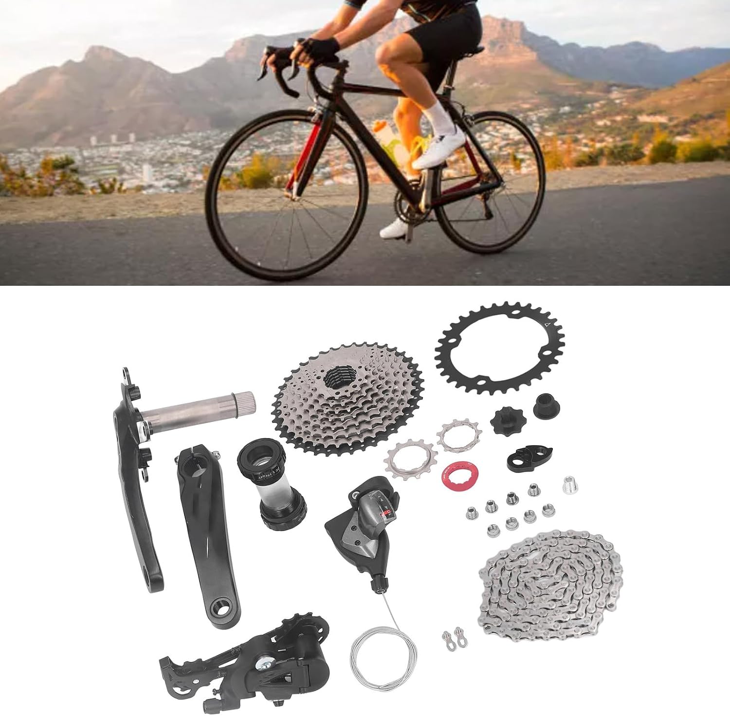 Keenso 10 Speed Groupset, Bike Gear Set Anti Rust Full Accessories for Road Bikes