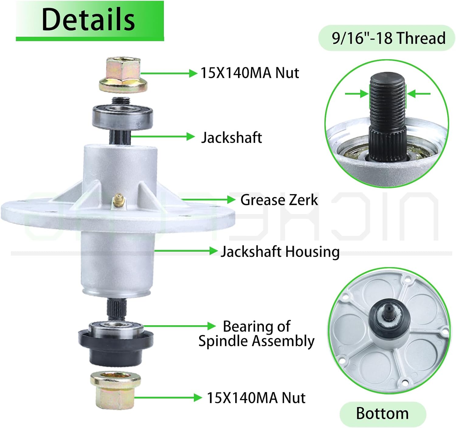 2 Pack 1001200MA Spindle Assembly Replaces 492574MA, 1001046, 94129MA, 1001200, 92574, 7601127MA, 492574, 094129, 092574, 1001194MA for Murray 38" 40" 42" 46" 52" Lawn Tractors