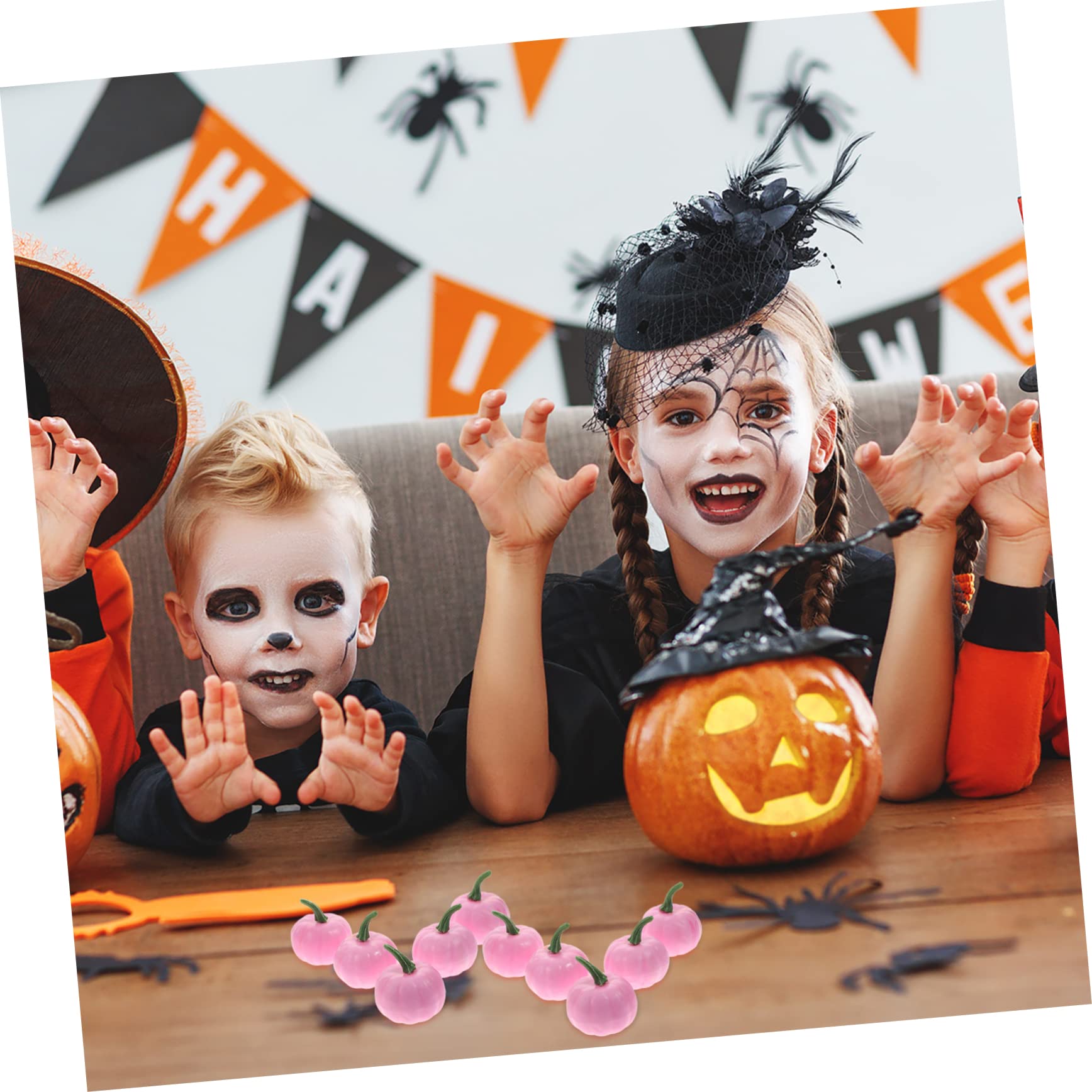 TOPBATHY 48 STK künstlicher Kürbis Halloween heeloween weihnachtsst kürbiskerne weihnachtsw schäumt dekor Ornament Herbstdeko für zu Hause gefälschter Schaum Rosa