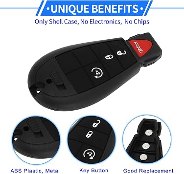 4-Button Key Fob Shell Case for Ram 1500 2013-2021,for Ram 2500/3500/4500/5500 2013-2018 - Keyless Entry Remote Replacement Case