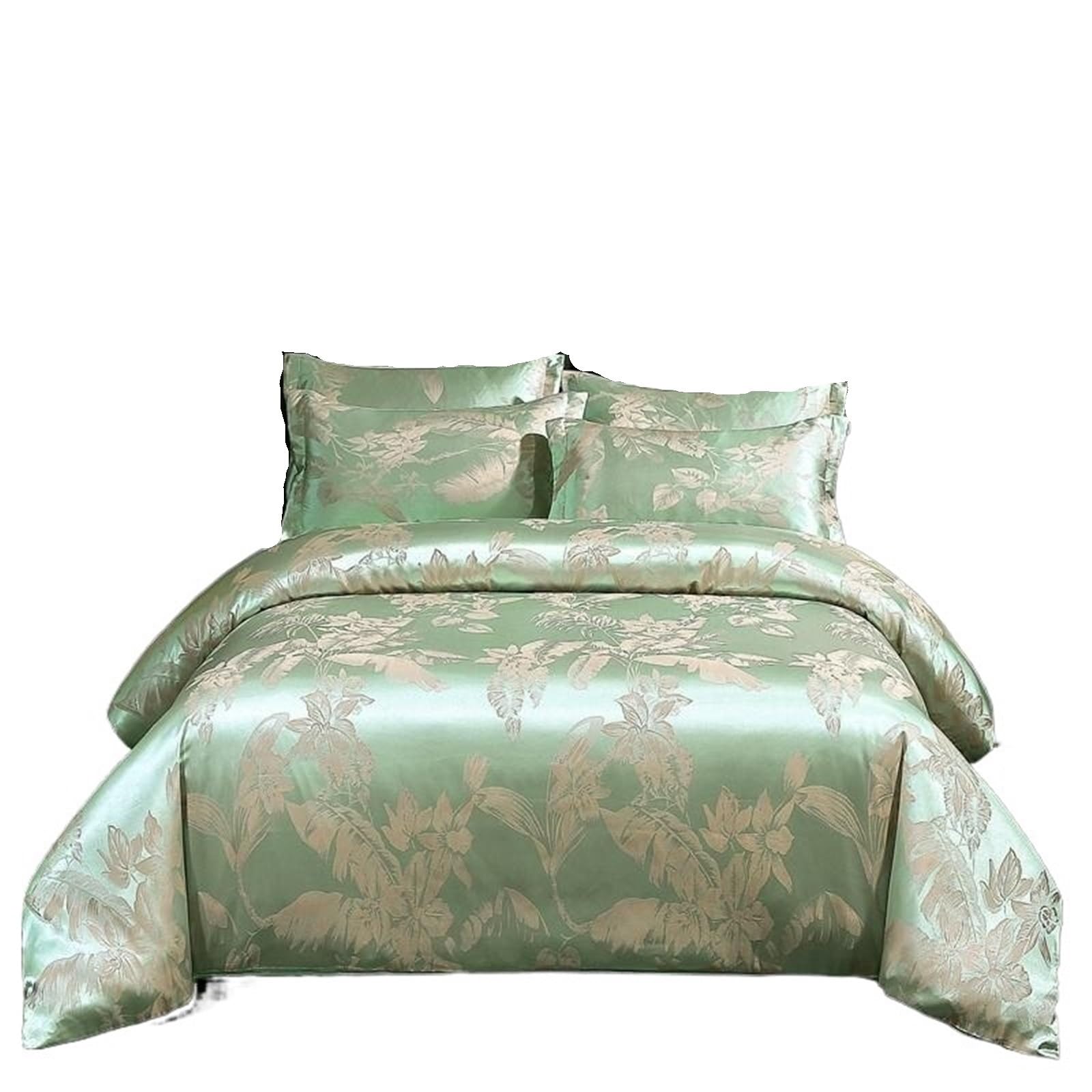 UALXPAO silk bedding Double Queen Satin Duvet Cover 4Pcs Silk Like Bedding Comforter with Zipper 1Bed Sheet 2Pillowcases(Color 4,Twin 150X200cm 4Pcs)