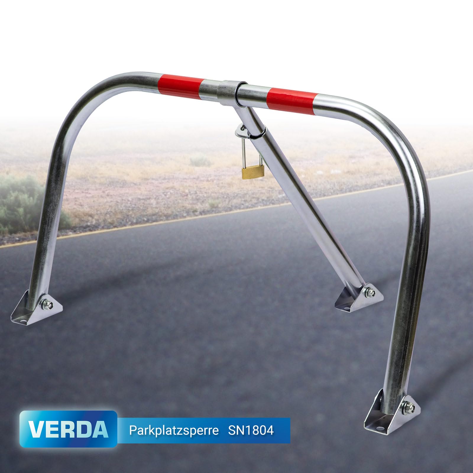 Verda SN1804 - Barrière de parking - 70 cm - 3 clés - Blocage de parking - Bandes réfléchissantes - Poteau de blocage - Poteaux de blocage