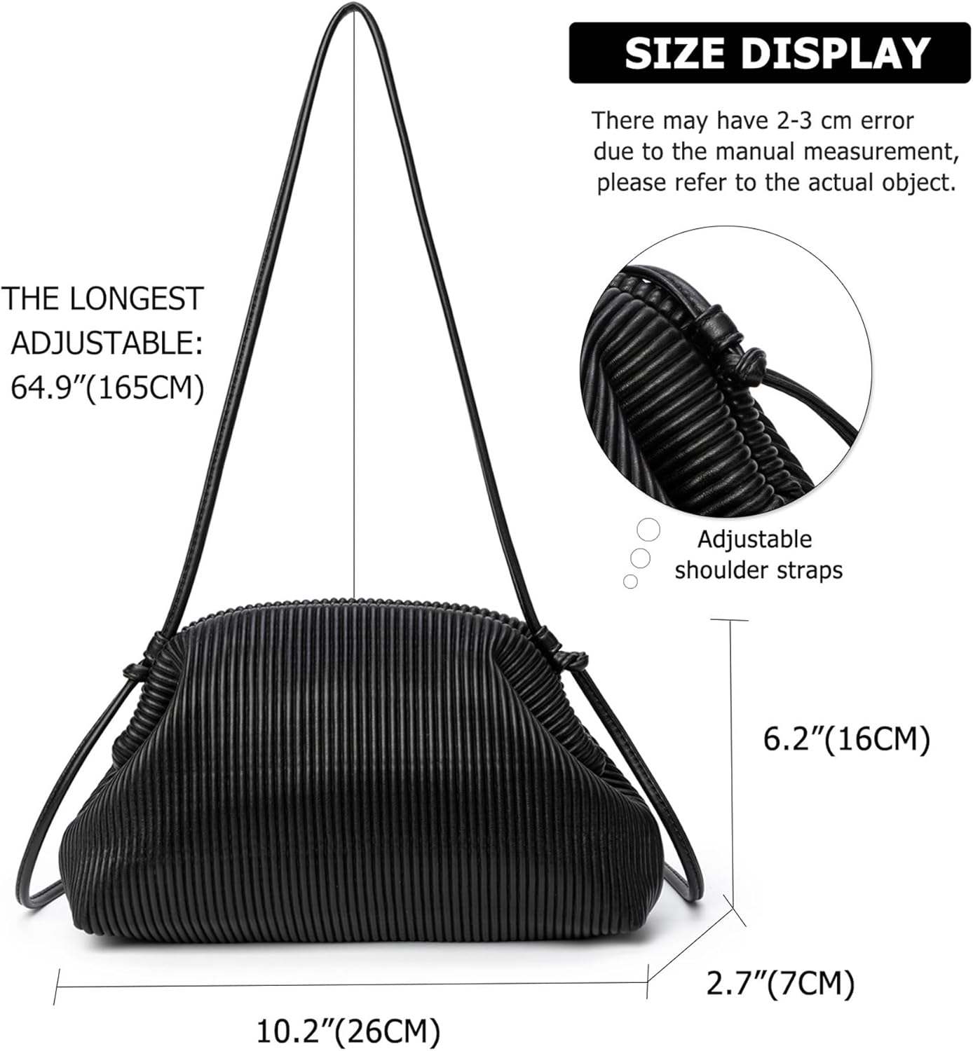 KingTo Clutch Purses for Women, Soft Cloud Bag Fashion Dumpling with Ruched Pouch Handbag for Crossbody Shoulder - Image 5