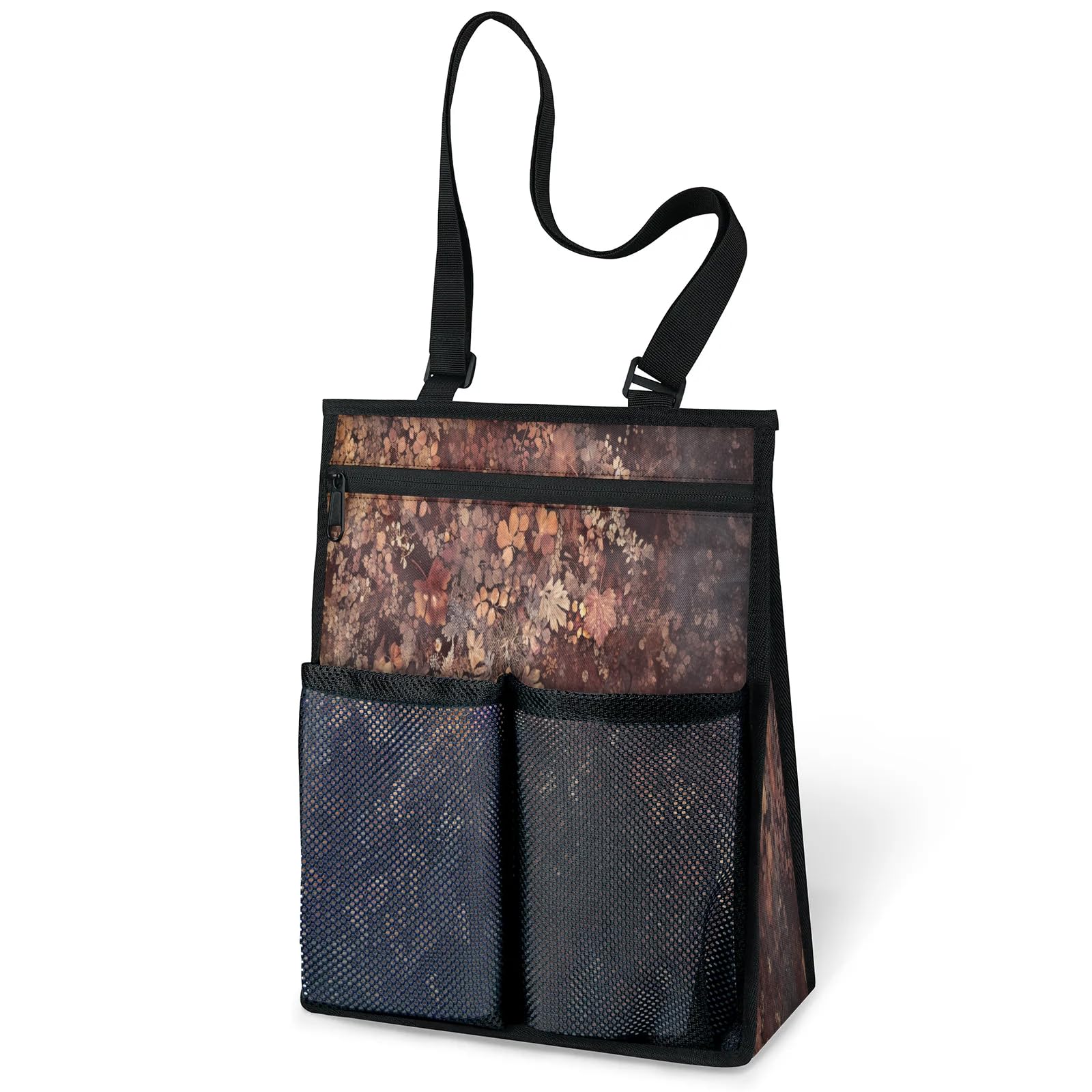Ourtheme Leaf Designs Portable Shower Bag for Travel Gym Camp Beach Tote Shower Caddy Bags Hanging Toiletry Organizer