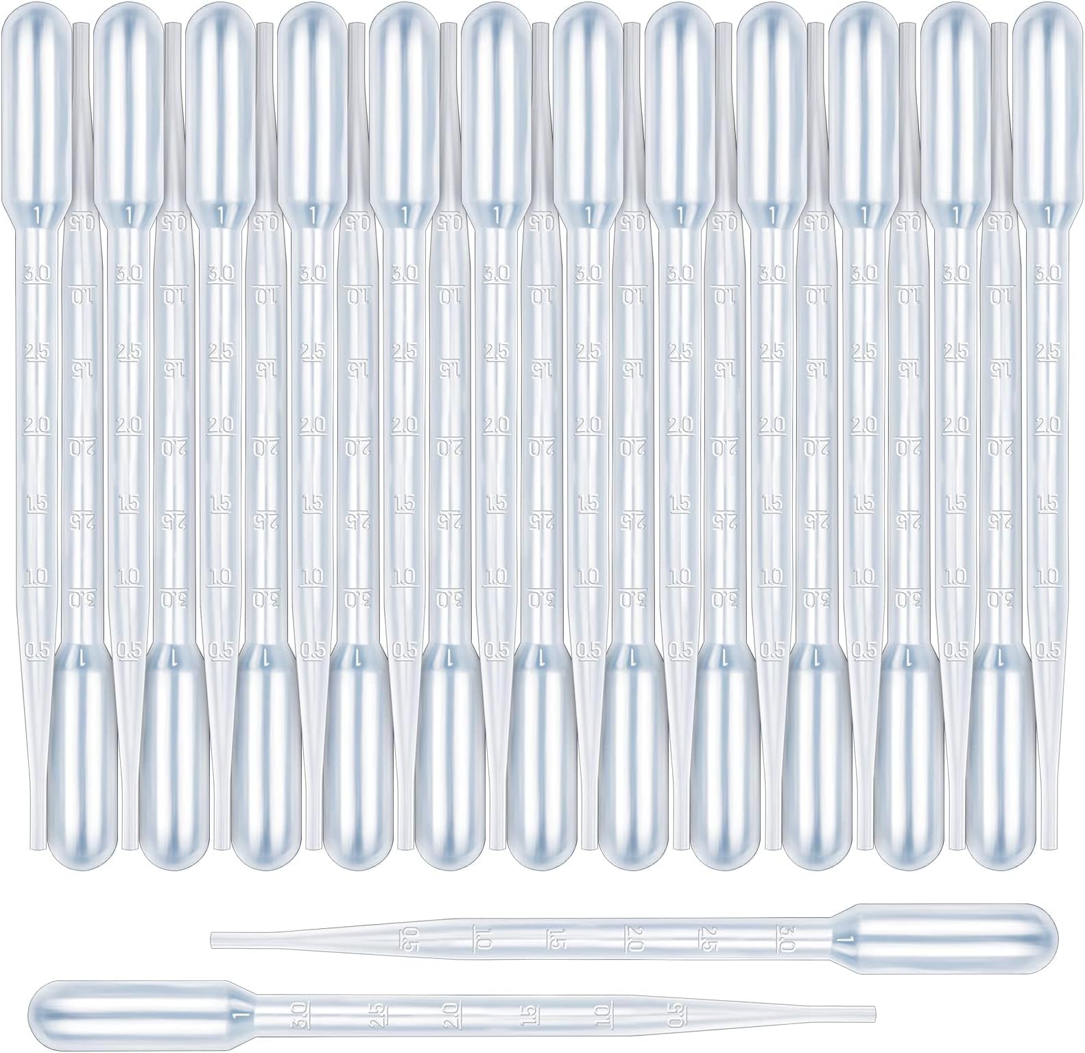 Teenitor 3ML Pipettes Plastic Eye Droppers, 25PCS Plastic Transfer Pipettes for Essential Oils, Dropping Pipettes 3Ml Plastic Dropper Transfer of Liquids