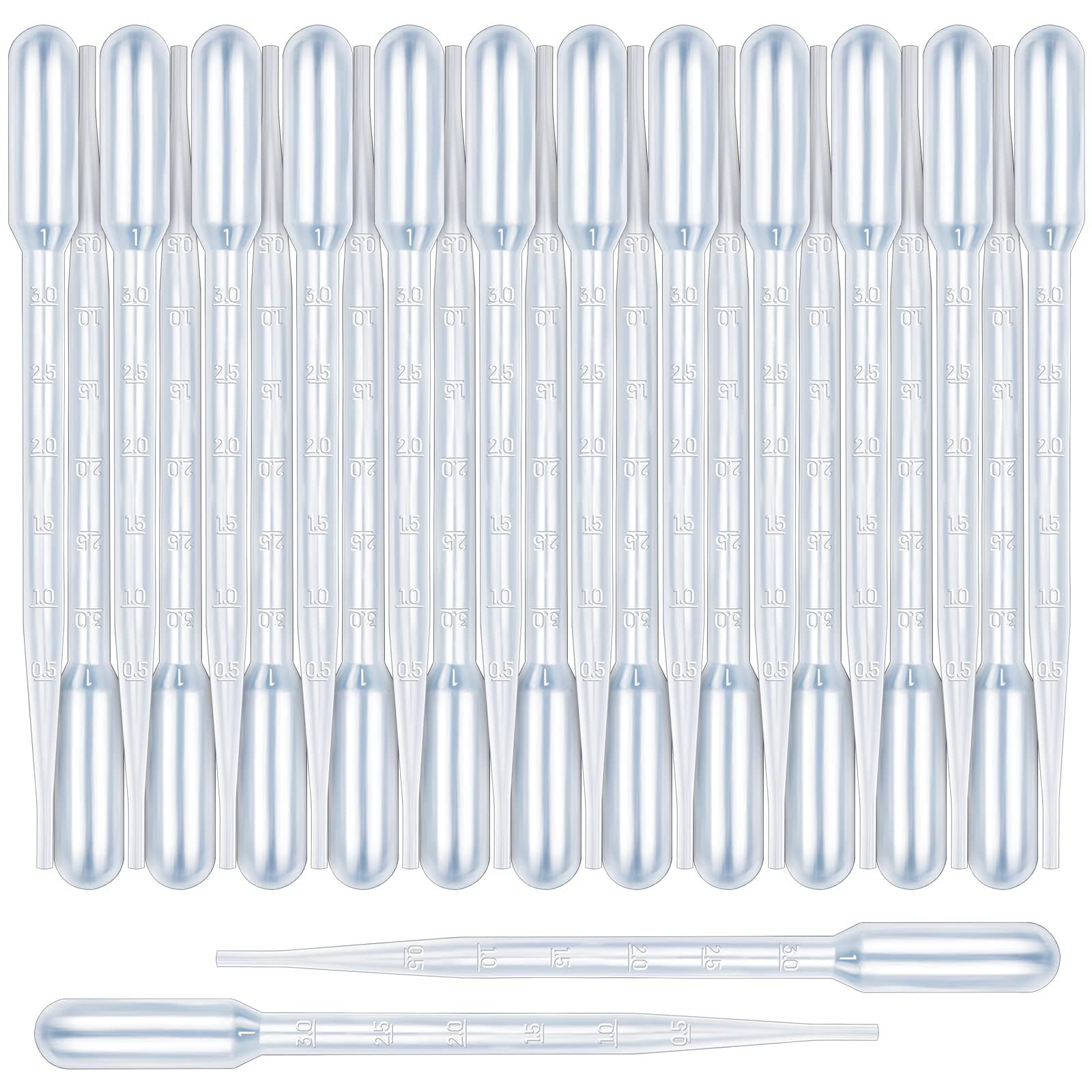 3ML Pipettes Plastic Eye Droppers, 25PCS Plastic Transfer Pipettes for Essential Oils, Dropping Pipettes 3Ml Plastic Dropper Transfer of Liquids