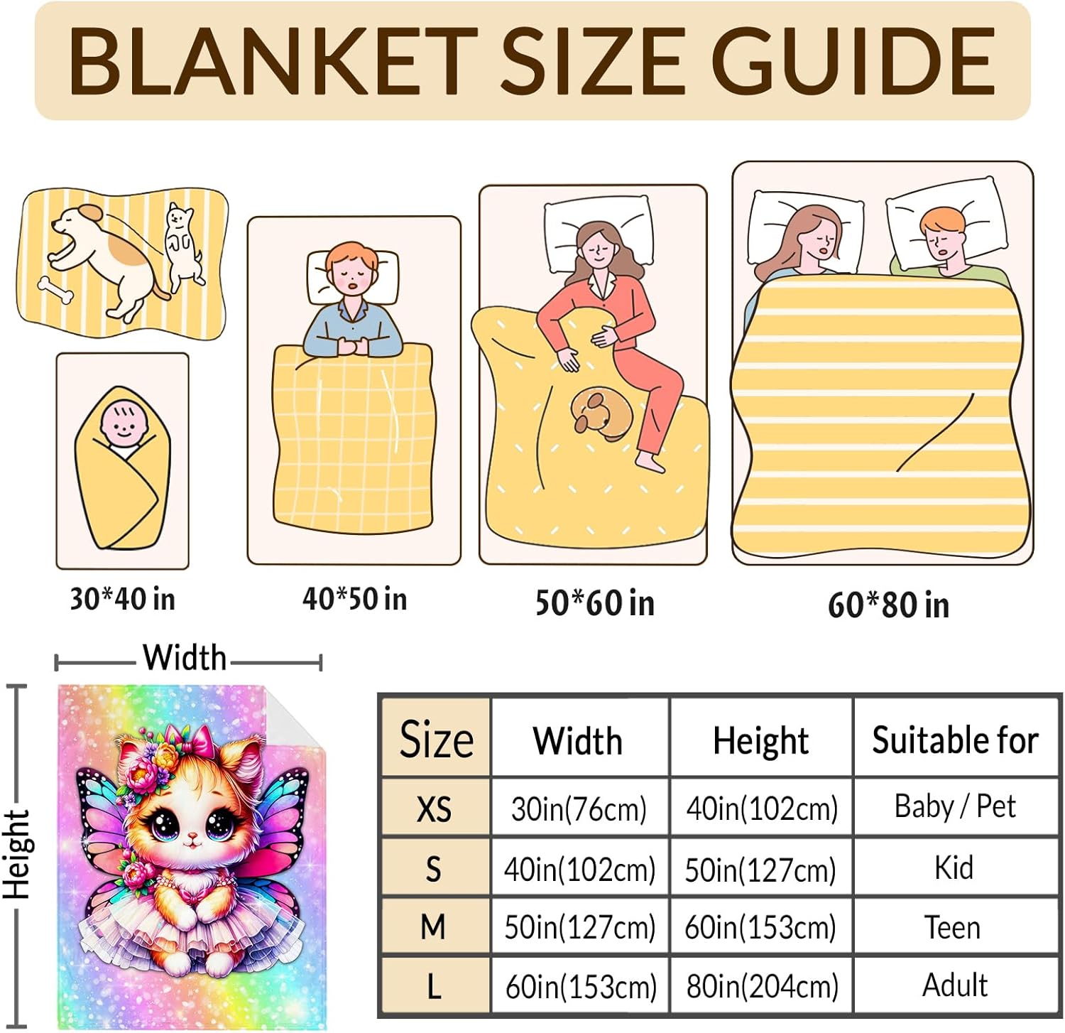 Cat Blanket for Girls, Throw Gift for Toddler Kids Daughter Cat Lovers 40x50 Inches Soft Warm Lightweight Throw Blankets for Sofa Couch Bed Trip - Image 4