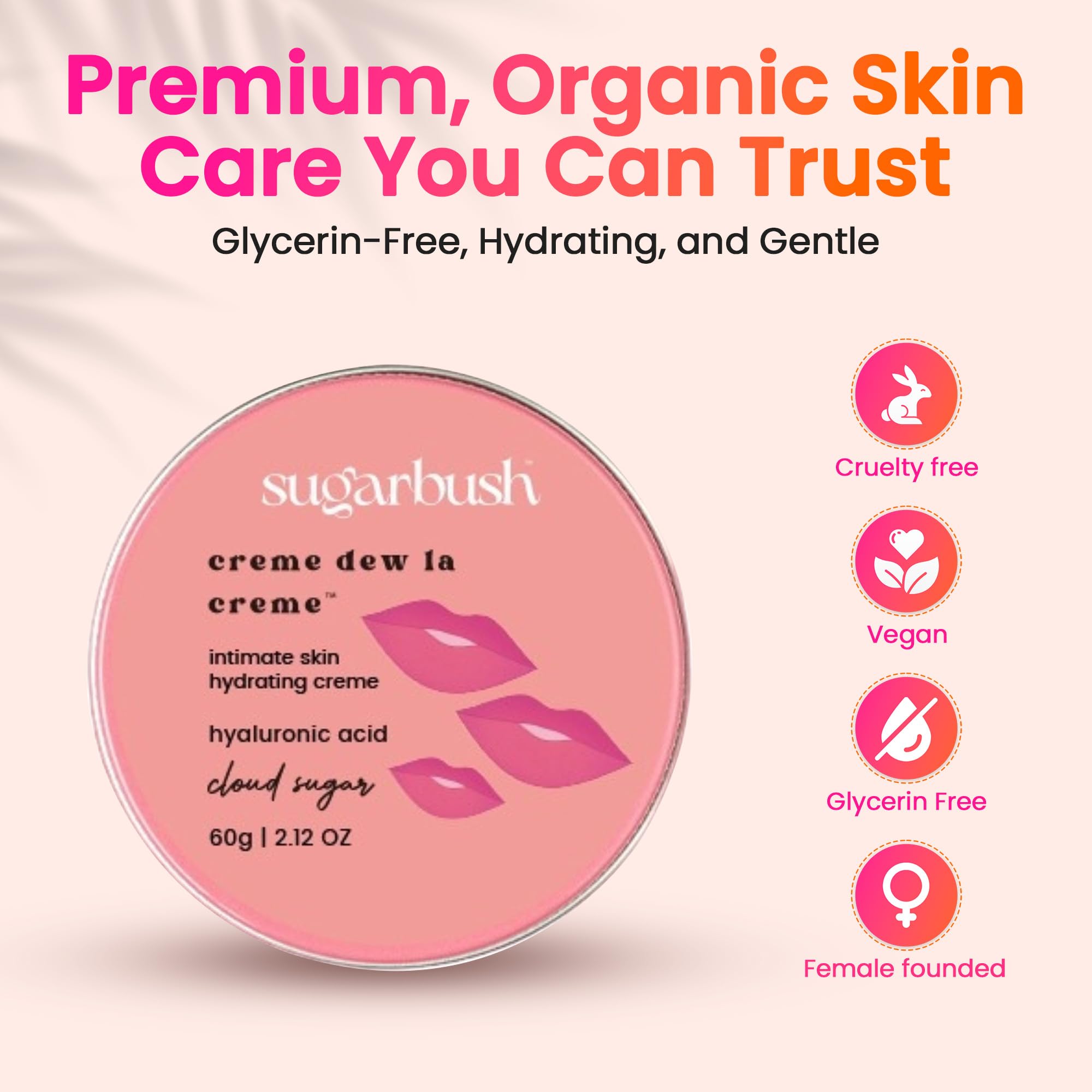 Sugarbush Crème Dew La Crème Intimate Skin Cream with Hyaluronic Acid