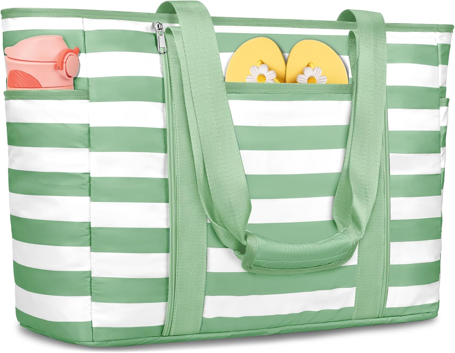 Extra Large Beach Bags for Women, Waterproof Sandproof Beach Tote Bag Foldable Swim Pool Bag with Zipper and Wet Pocket