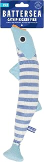 Rosewood Battersea Cat Kicker Fish Toy – Blue/White Striped Plush Cat Toy for Cats and Kittens, Catnip-Infused, Interactive Kicker for All Breeds, UK Charity Partnership – 30 cm deal from Amazon