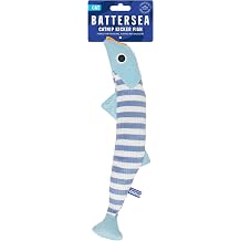 Rosewood Battersea Catnip Kicker Fish Stripe, Catnip Toy, Cat Fish Toy, for Cats and Kittens, Blue, White, 7cm x 30cm, All Breed Sizes
