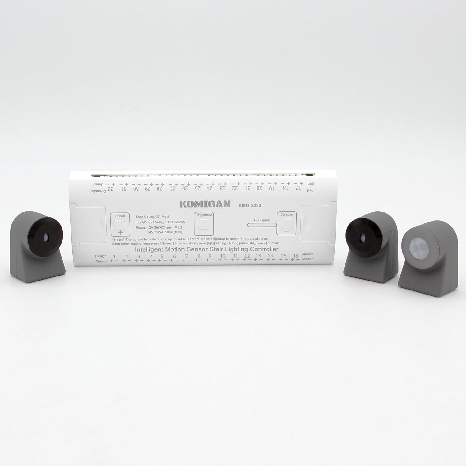 KMG-3233 Motion-Activated Cascading Effect Controller, Support up to 32 Steps for Indoor LED Stair Lights