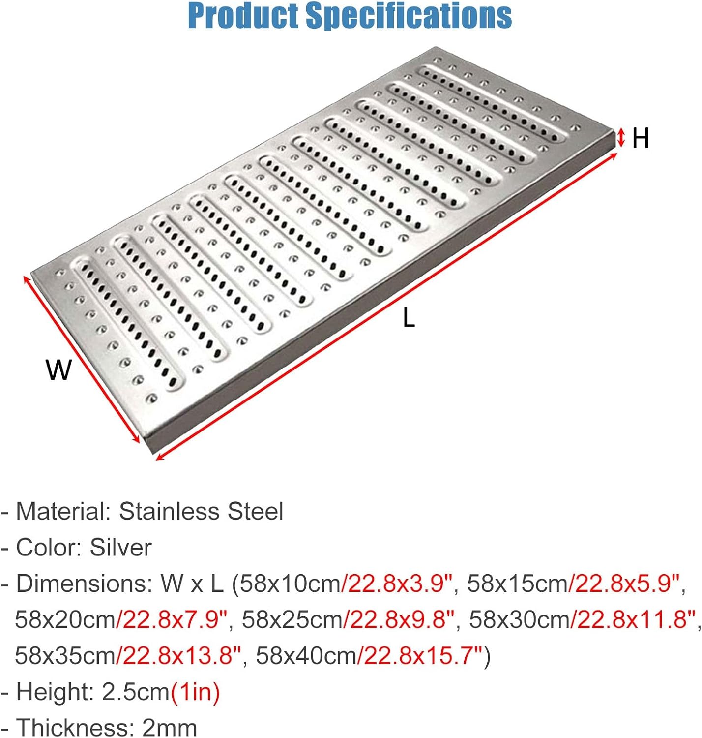 Outdoor Narrow Channel Drain Grate, 10 20 Piece Set Concrete Floor Grating Cover 10 15 20 25 30 40 Cm, Permeable Grates for Garage Factory Garden Patio(10 pcs,23x6in(58x15cm))
