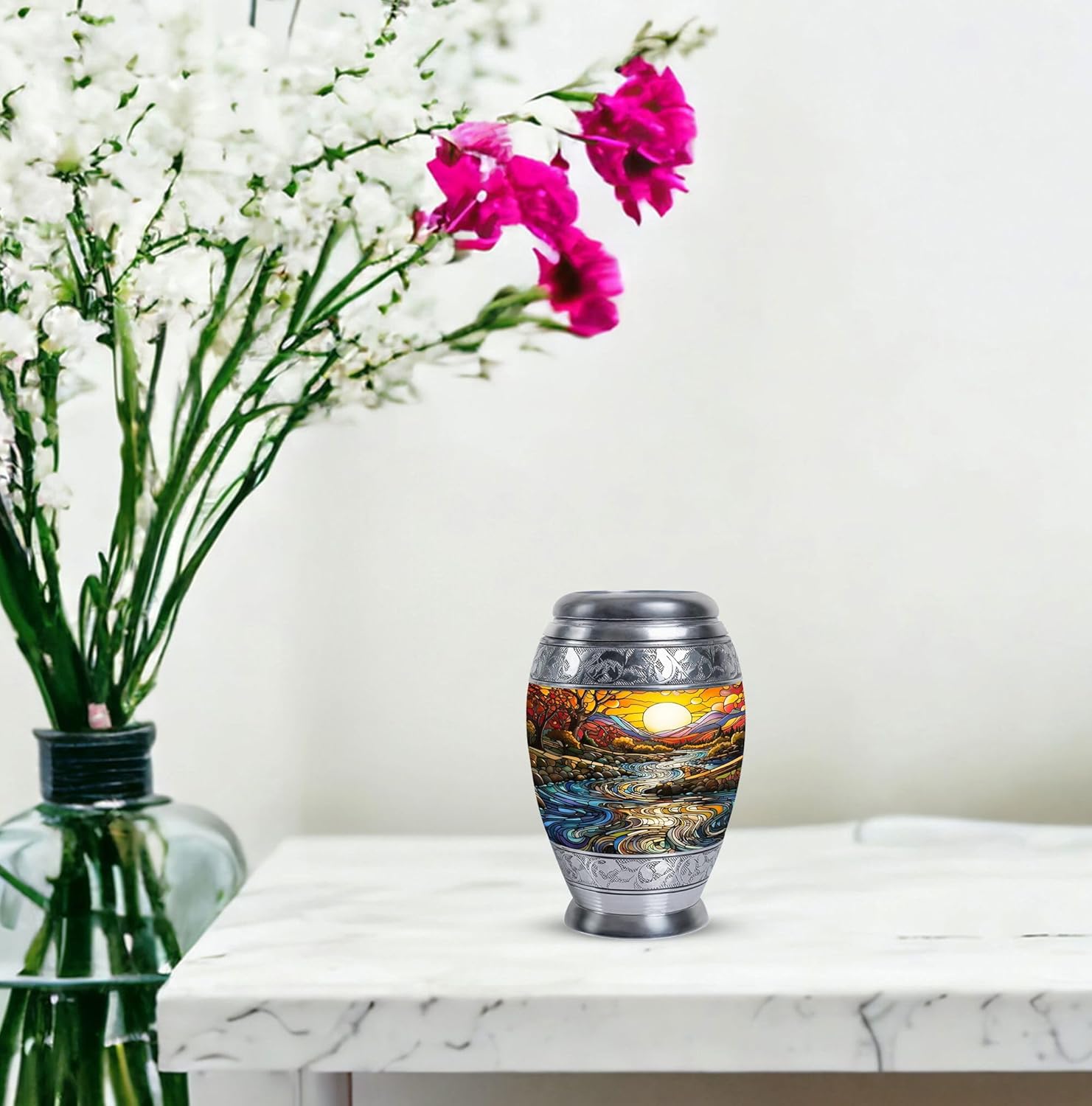 River Urn for Ashes for Women, Memorial Keepsakes for Ashes - Small Cremation Urns for Mom - Sunset Urn for Adult Woman - Funeral Urns 3 Inch - Image 7