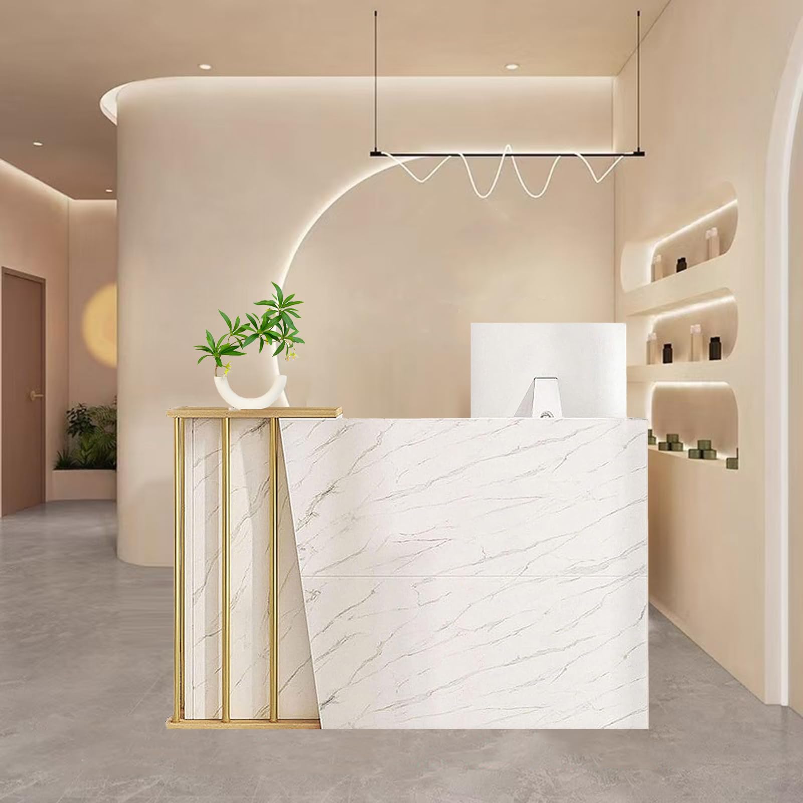Mostrador Recepcion Madera con 4 Espacio de Almacenamiento Mostradores para Tiendas con 2 Cajones para Recepción para Oficina Clínica Tienda Ropa A 100cm