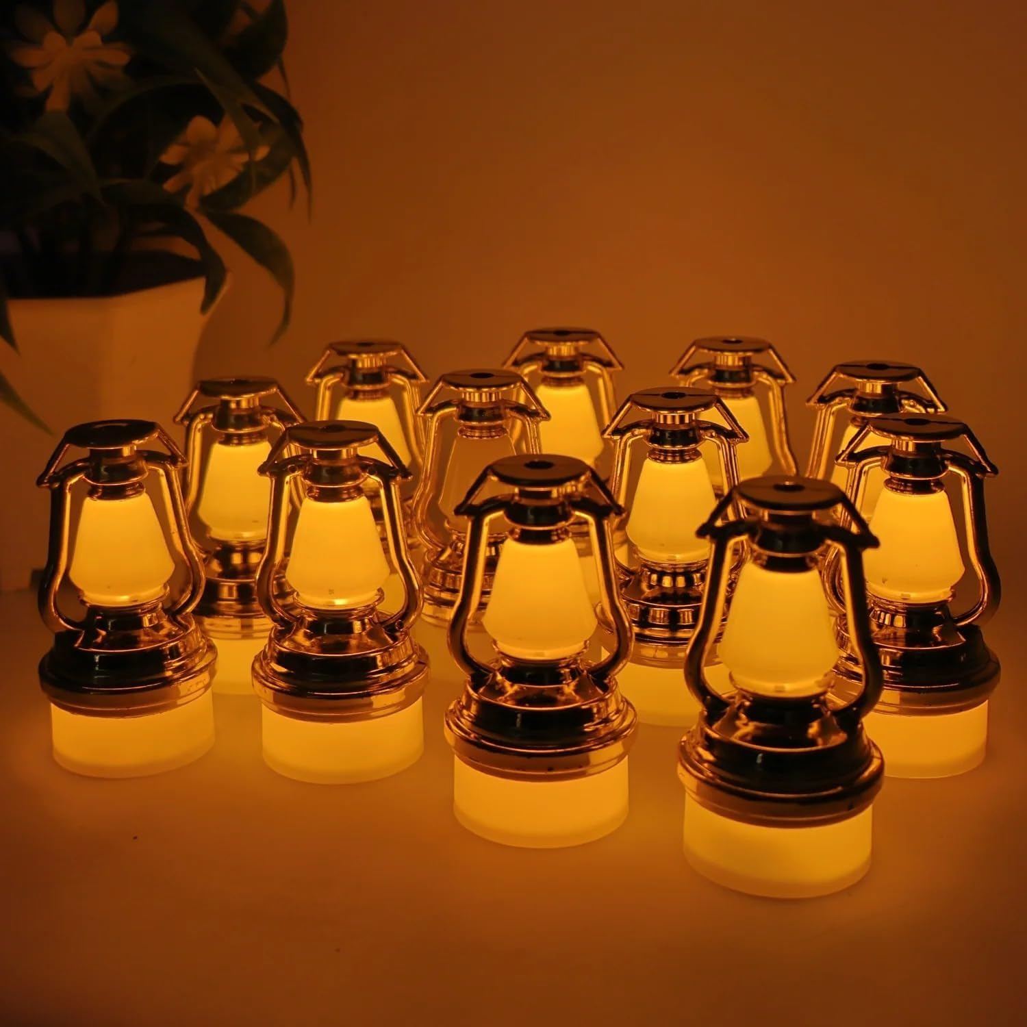 Oblivion LED Vintage Lantern Style Candles 12 Pc – Battery Operated Flameless Warm Yellow Glow for Home, Diwali Decor, Festivals, Weddings, Parties & Events – Elegant Rustic Candle Lamp for Decoration