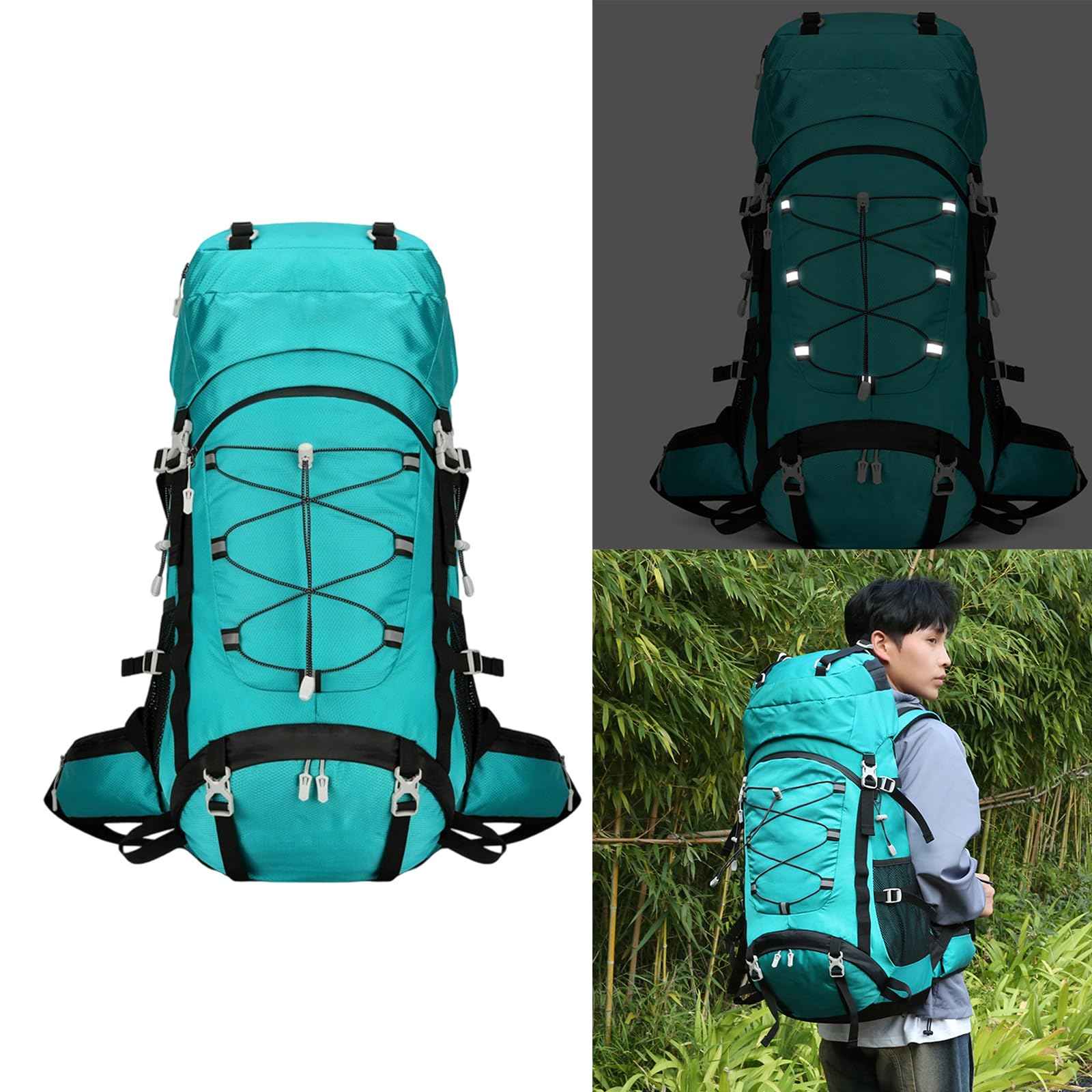 60L Grande Capacità Zaino Da Trekking In Poliestere Impermeabile Zaino Multipocket per Alpinismo Campeggio Poliestere Escursionismo Bag
