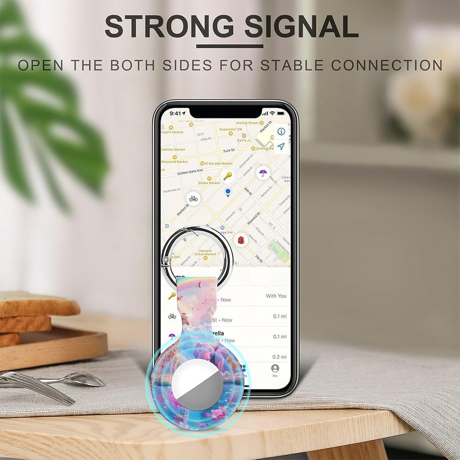 Elephant Giraffe Flamingo Butterfly Funny Cover Compatible with AirTag Case Protector GPS Tracker Holder with Keychain