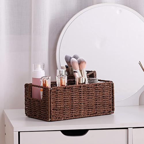 Miniatura 7 de Vagusicc - Canastas de almacenamiento de mimbre pequeñas de mimbre tejidas a mano, canastas organizadoras de cuerda de papel higiénico pequeñas con