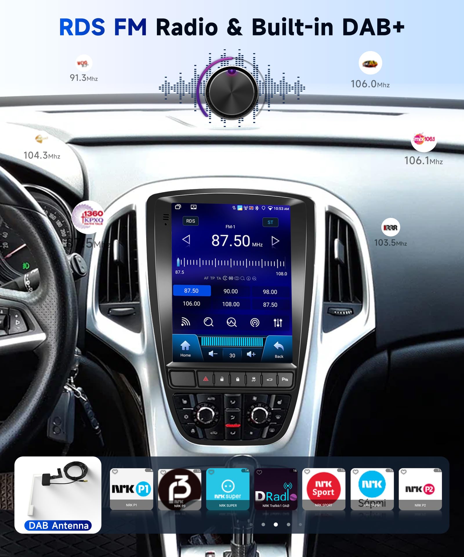 【8 rdzeni 4+64G】 Radio samochodowe Hodozzy Carplay Dab do Opel Astra J/Buick Excelle 2009-2015, ekran dotykowy Android Radio samochodowe z Androidem Auto/WiFi/GPS/RDS/Bluetooth/USB+kamera cofania