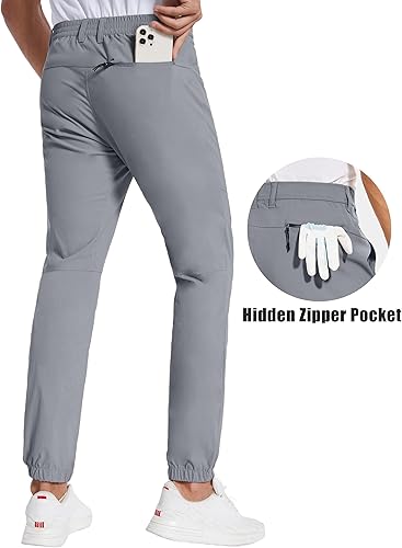 Miniatura 3 de PULI Pantalones deportivos de golf elásticos para hombre con 4 bolsillos, impermeables, ajustados, para senderismo, casual, viajes, trabajo, para