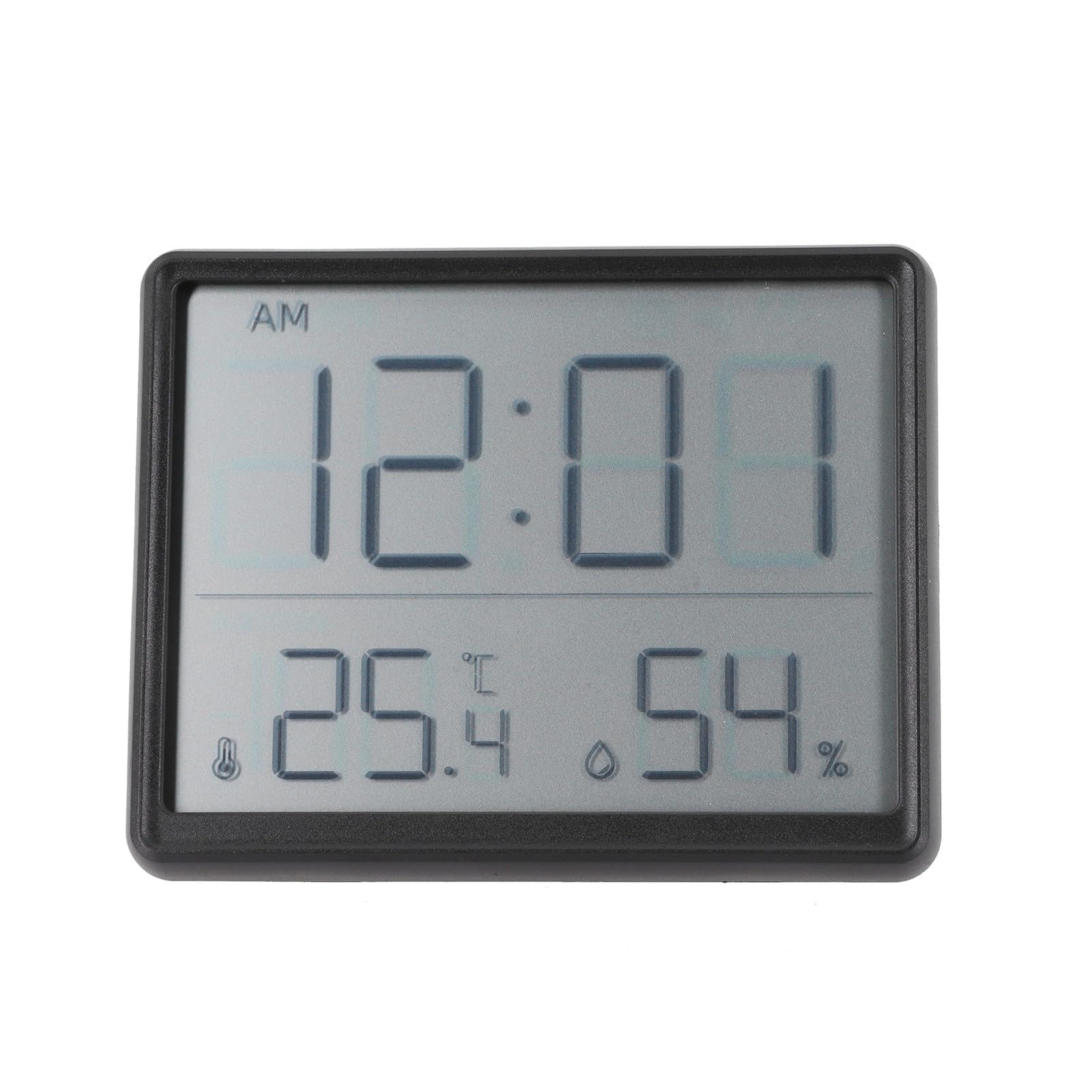 Monitor elettronico di umidità della temperatura con grande schermo, igrometro multifunzione orologio per casa cucina frigorifero, nero
