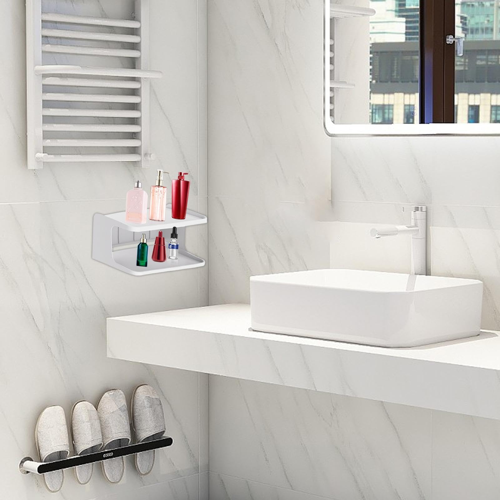 Set Di 2 Comodini Galleggianti MXCSE – Mensole A Parete Mid-Century, Per Camera Da Letto O Cucina
