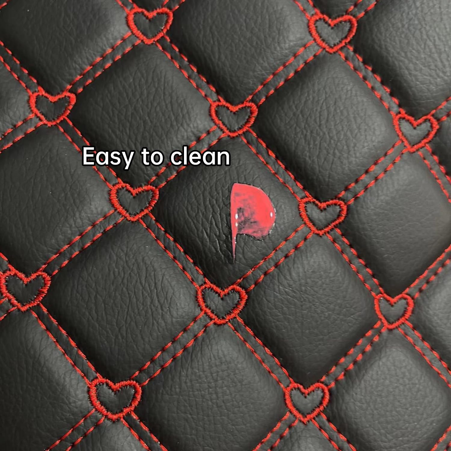 Quilted Foam Vinyl Fabric Heart Pattern with 0.23" Sponge Backing Faux Leather Fabric for Car Headliner, Furniture Upholstery, Headboards,Diamond 2" x 3" (Heart)