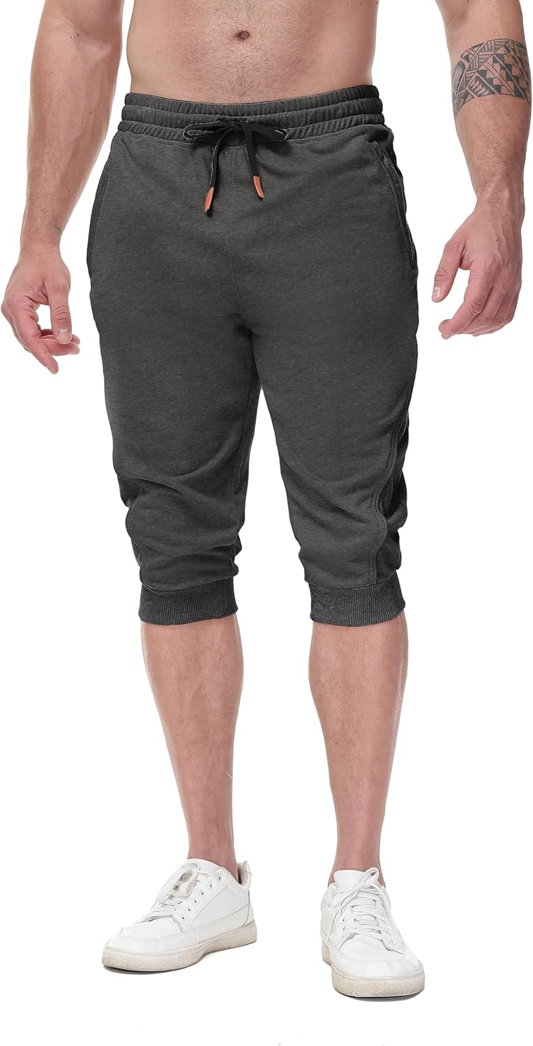 FIRSTGYM Mens Casual Jogger Pants 3/4 Joggers Tapered Fit Workout Gym Training Sweatpants - Image 5