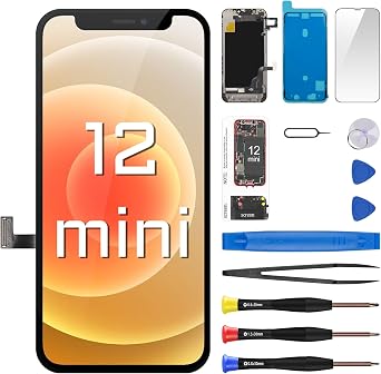 for iPhone 12 Mini Screen Replacement with Front Speaker 5.4" LCD | Display Digitizer Proximity Sensor 3D Touch Full Assembly Repair Fix Tools Kit A2399 A2176 A2398 A2400