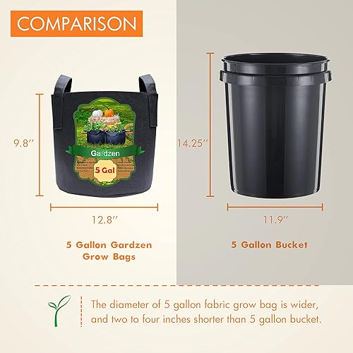 Miniatura 8 de Gardzen Paquete de 6 bolsas de cultivo de 5 galones macetas de tela de aireación sin BPA con asas