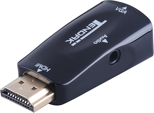 Tendak Adaptador de convertidor HDMI a VGA activo chapado en oro 1080P con audio de 0.138 in para computadora portátil, proyector HDTV, PS3, Xbox