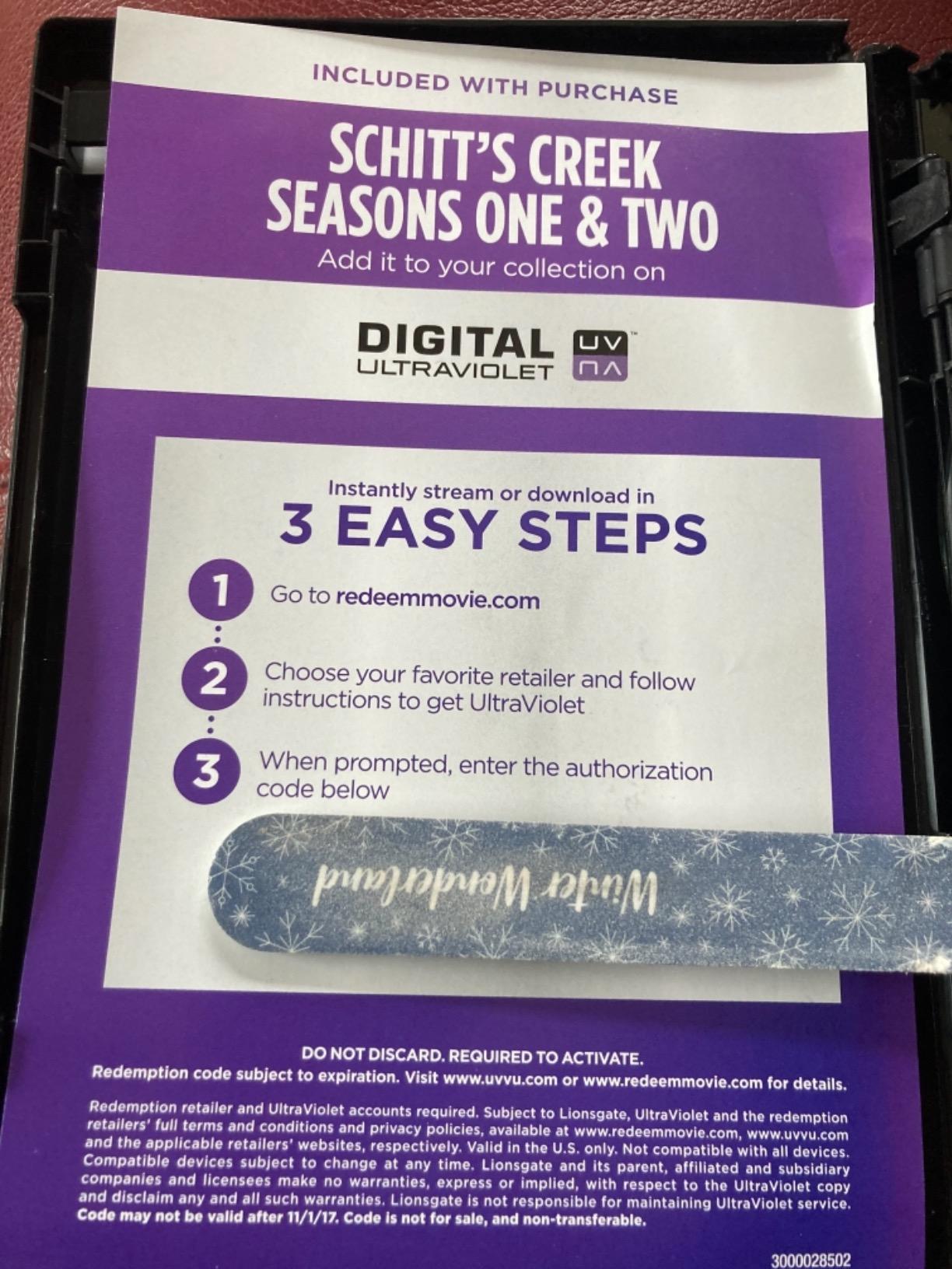 SCHITT'S CREEK SEASON 1 & SEASON 2 SCHITT'S CREEK SEASON 1 & SEASON