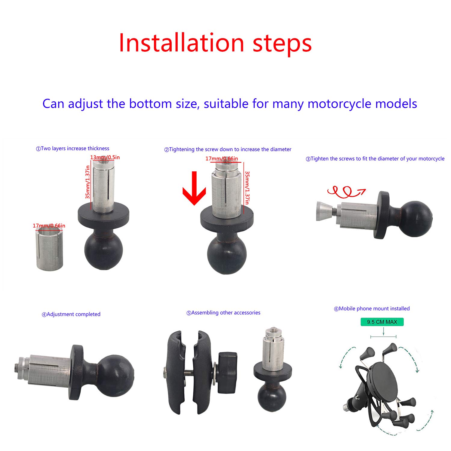 evomosa Motorfiets mobiele telefoon houder GPS houder voor 4'' - 7
