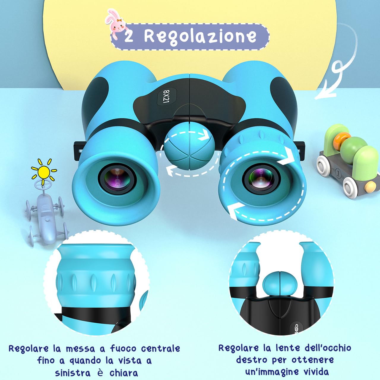 Upgrade Impermeabile Compatto Binocolo per Bambini - 8x21, All'aperto Idea Giocattoli Regalo