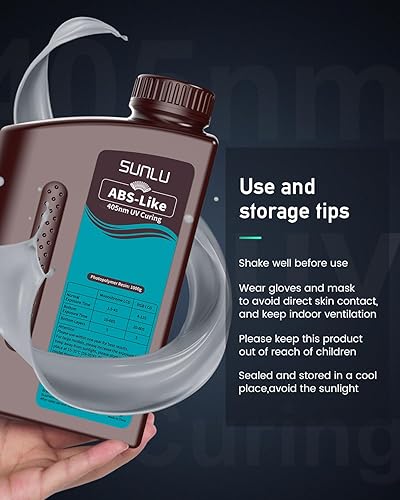 Miniatura 9 de SUNLU Resina similar a ABS de 70.55 oz para impresora 3D, fotopolímero de curado UV de 405 nm, resina 3D rápida para impresoras 3D LCDDLPSLA de 2K