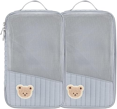 MOMIGO Bolsas organizadoras para pañales para bebé, paquete de 2 bolsas impermeables para colgar pañales, bolsa de malla de oso de conejo,
