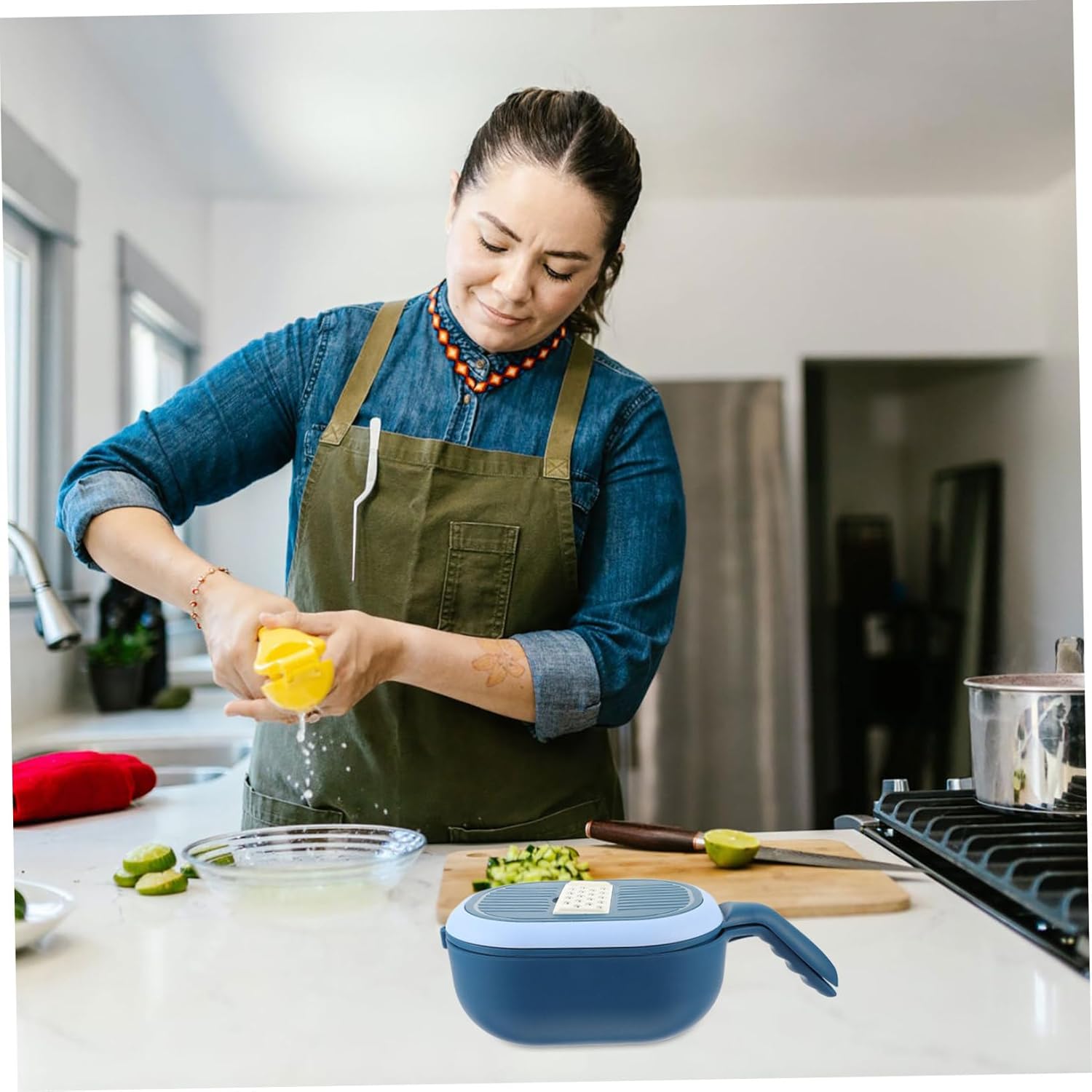 Ciieeo One Vegetable Slicer Chopper Mandoline Slicer Non-slip Handle Scallion Shredder Easy Clean Peelers for Kitchen