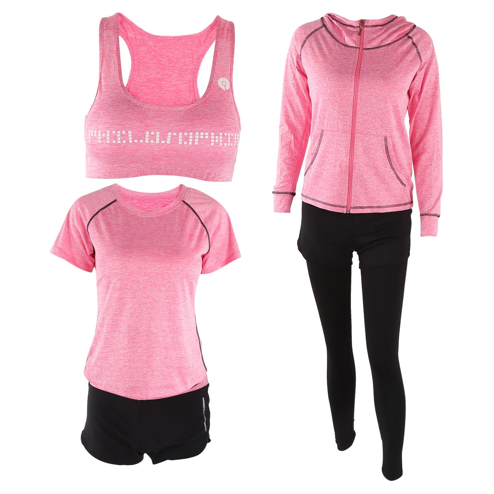 Set da Yoga Confortevole Elasticizzato 5 Pezzi Abbigliamento Sportivo da Palestra per Donna, Leggings Adatti per gli Appassionati di Fitness