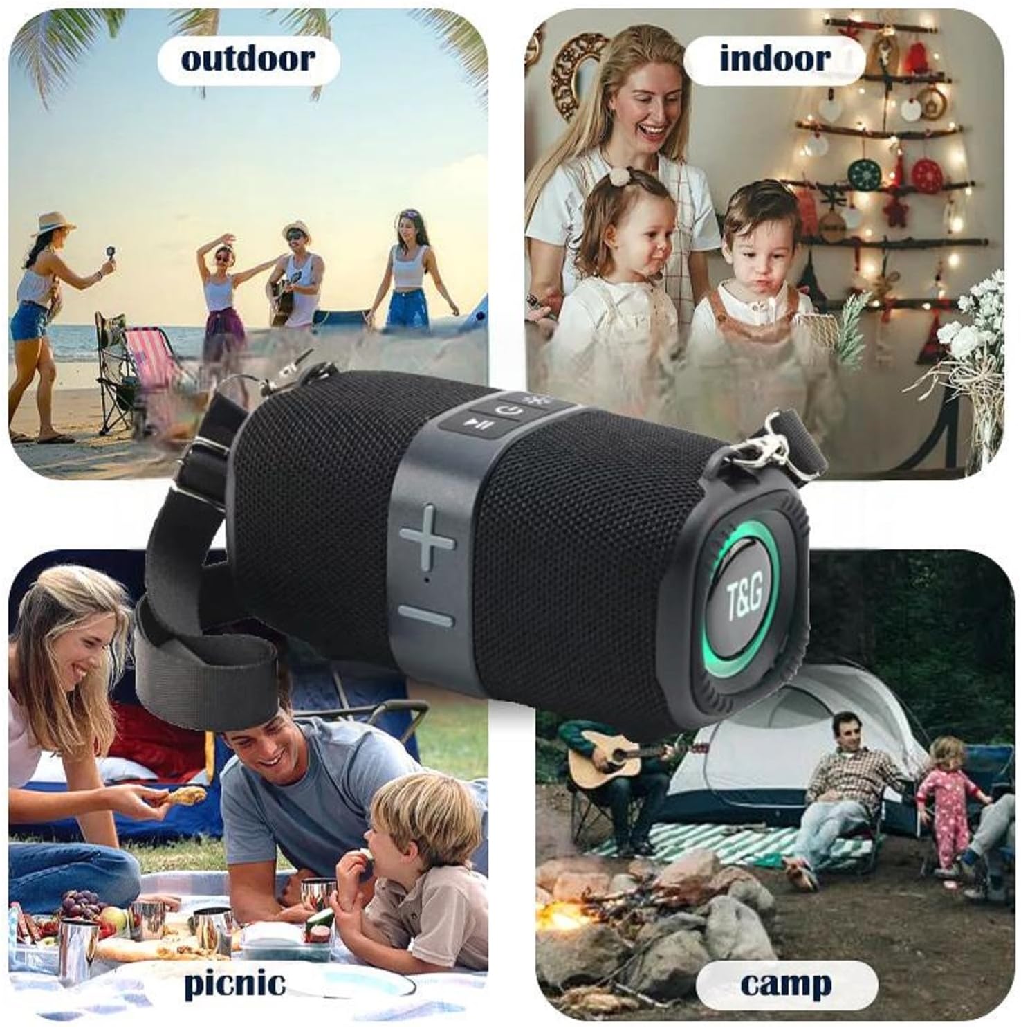 T&G Portable Bluetooth Speaker with Lights, 30W Wireless Loud Stereo Sound, IPX4 Waterproof Outdoor Speaker, 20H Playtime, Perfect for Home, Beach, Party & Gifts - Image 6