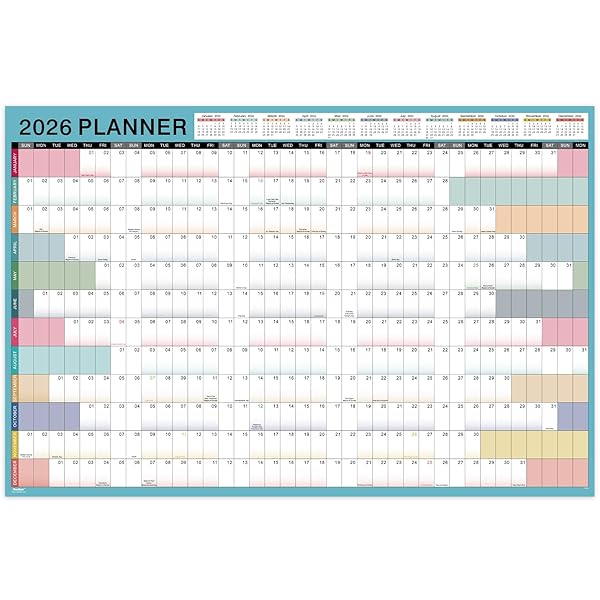 2026 Yearly Wall Calendar - 2026 Calendar, Yearly Wall Calendars 2026, Jan 2026 - Dec 2026, 23.1" x 34.6" (Open), 2026 Wall Calendar 12 Month, Julian Dates, Thick Paper, Round Stickers, Large Calendar