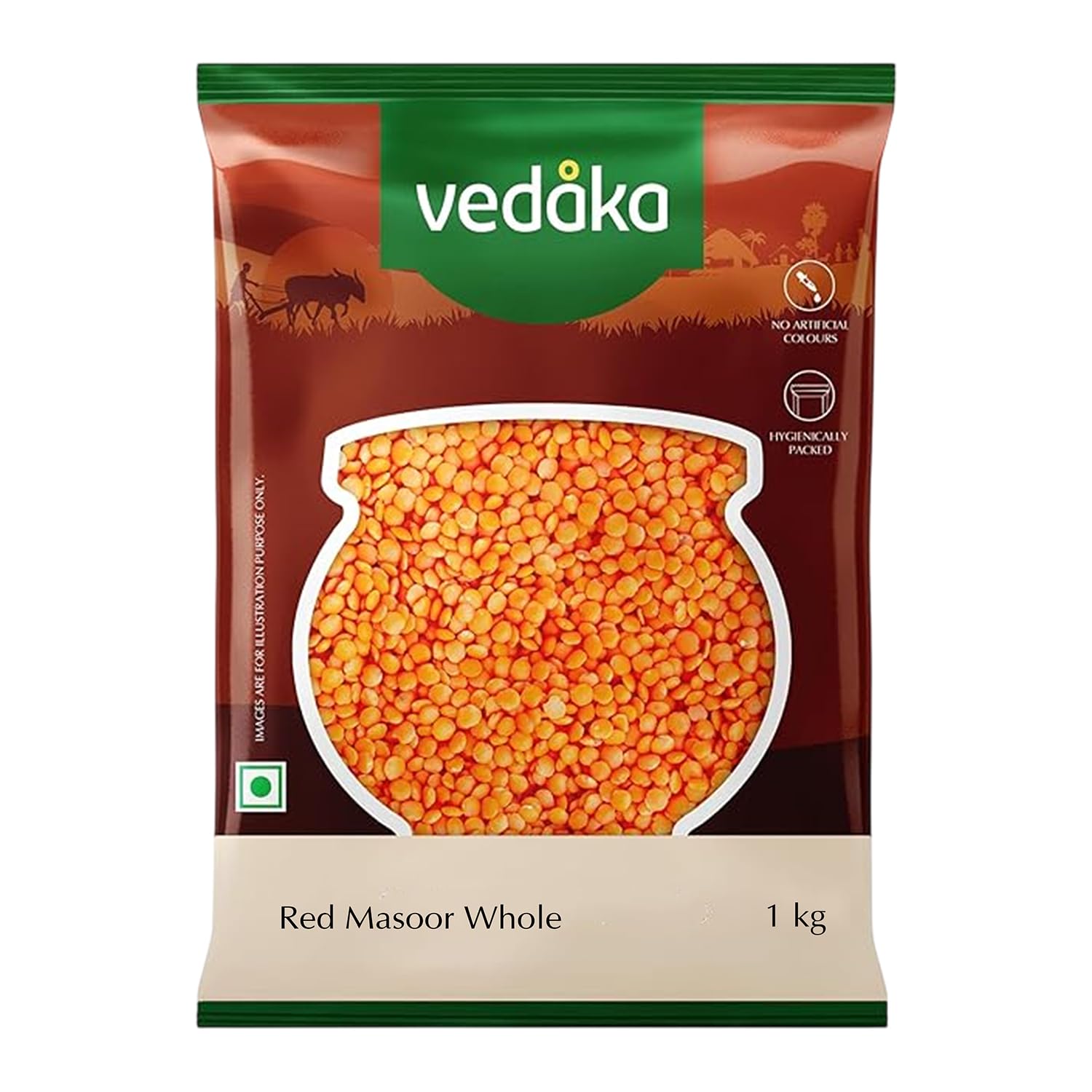 Amazon Brand - Vedaka Premium Red Masoor Whole, 1kg