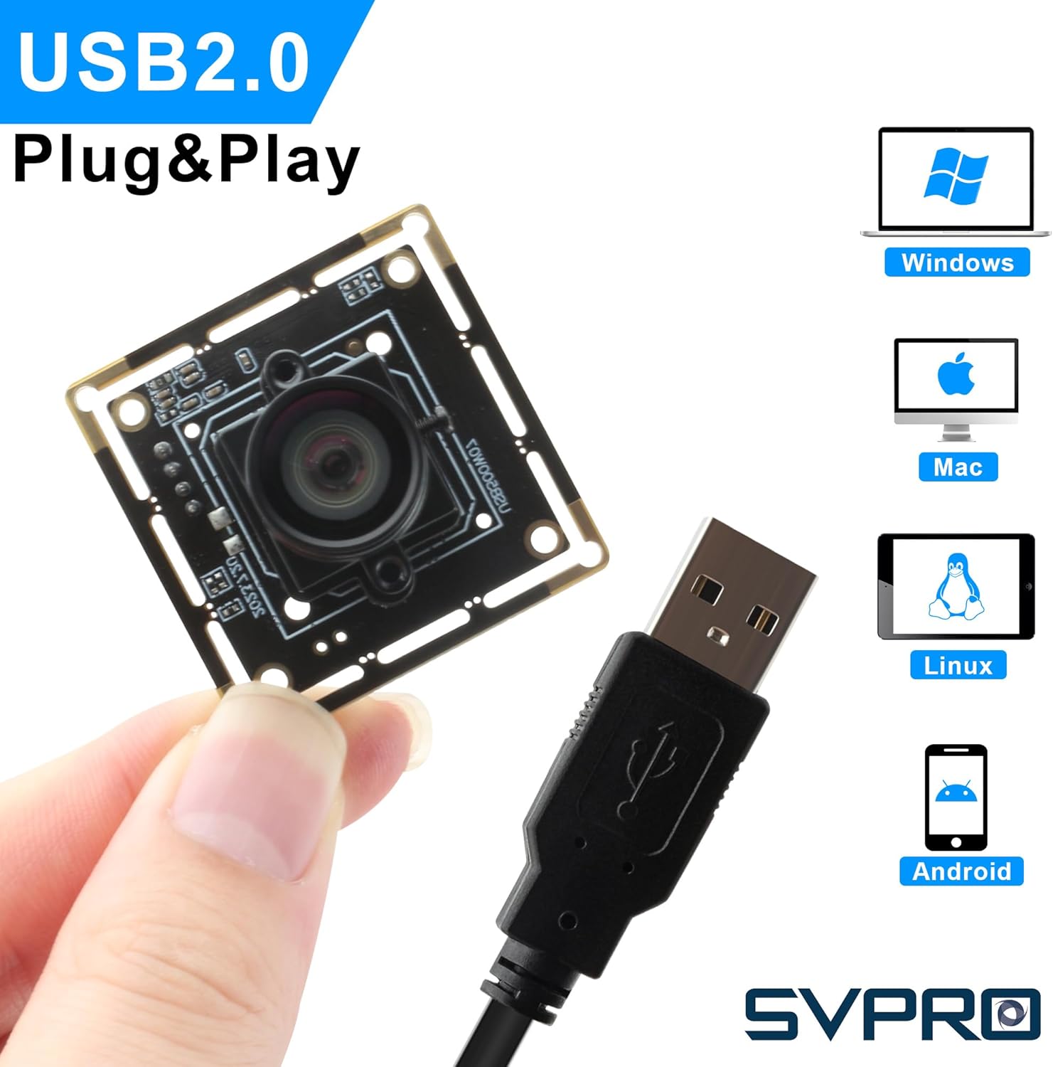SVPRO 5MP USB Camera Module,1944P 30FPS, 1/2.8” CMOS IMX335 Sensor Low Light Lightburm Camera for Laser Engraver, UVC Plug and Play Webcam Board for PC/Mac Raspberry Pi