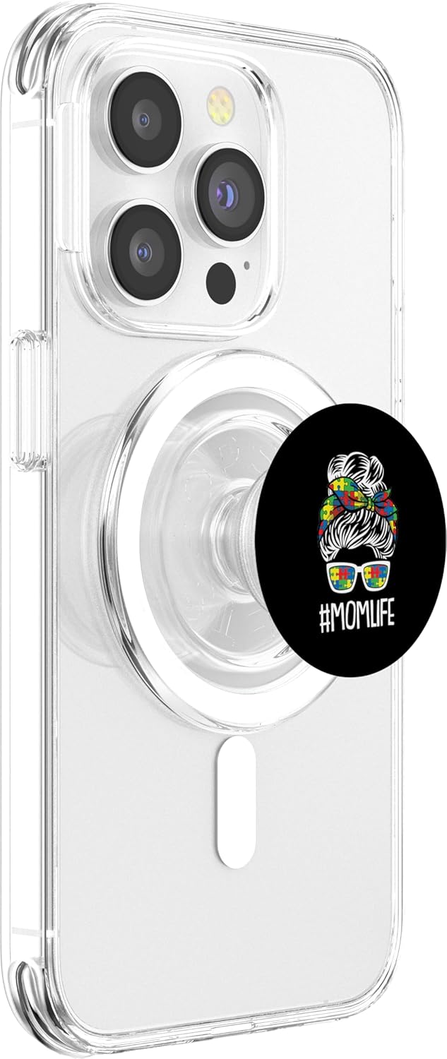Mom-Life Mothers-Day Autism Awareness Mama Mommy Momma PopSockets MagSafe PopGrip for iPhone