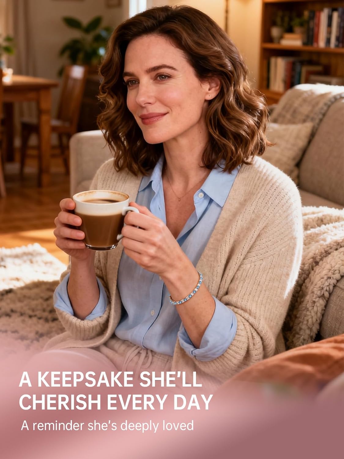 Birthstone Bracelets for Women Birthday Gifts 3mm Sterling Silver White Gold Tennis Bracelets for Women Round Cut 5A Cubic Zirconia Jewelry for Her Mom Wife 7 Inch - Image 4