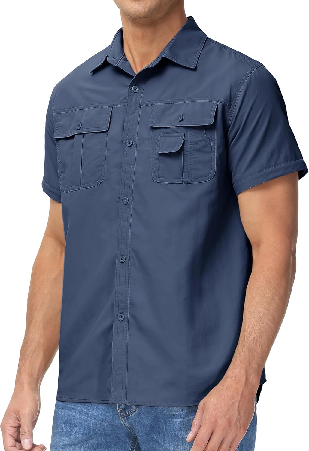 TACVASEN Men's Convertible Long Sleeve Fishing Shirts Lightweight Quick Dry Button Up Tactical Sun Shirts for Safari Hiking