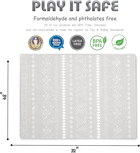 Miniatura 4 de TCBunny - Alfombra de juego extragrande para bebés, tapete de espuma de rompecabezas de 4 x 6 pies para niños y niños pequeños (bohemia)