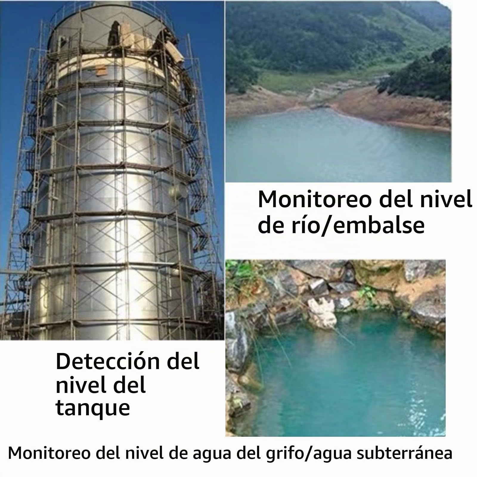 Sensor de Nivel de Agua IP68 Transmisor 4-20mA con Cable 5m Precisión 0.2%-0.5% FS Rango 0-2m 45° Industrial para Tanque Depósito Reservorio Medición Continua