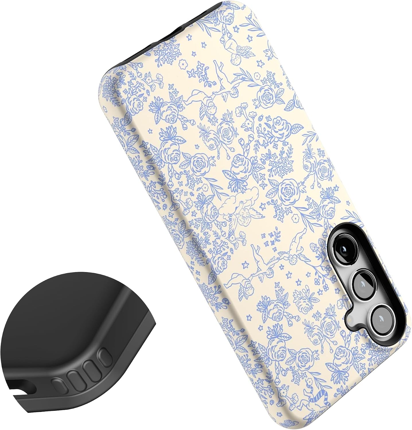 Casely Galaxy S24 Plus Case | Cupid's Canvas | Periwinkle Floral | Essential Slim Dual-Layer Protective Design