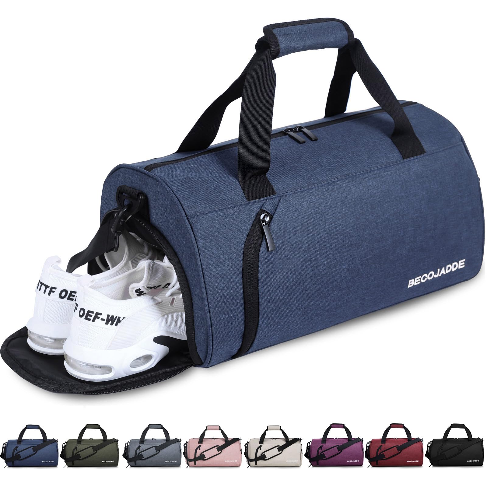 BECOJADDE Sporttaschen für Damen und Herren, 35L Reisetasche Duffel Bag Übernachtungstasche mit Schuhfach & Nassfach, wasserdichte Handgepäcktasche für Sport, Fitnessstudio, Schwimmen